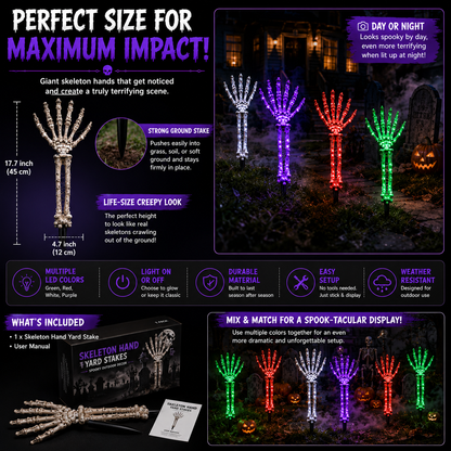 💀 Glowing Skeleton Hand Yard Lights – Turn Your Walkway Into a Haunted Graveyard