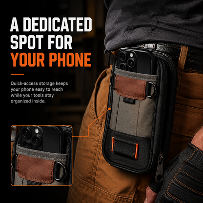 🔧 Compact Technician Tool Pouch with Phone Pocket & Dual-Layer Storage