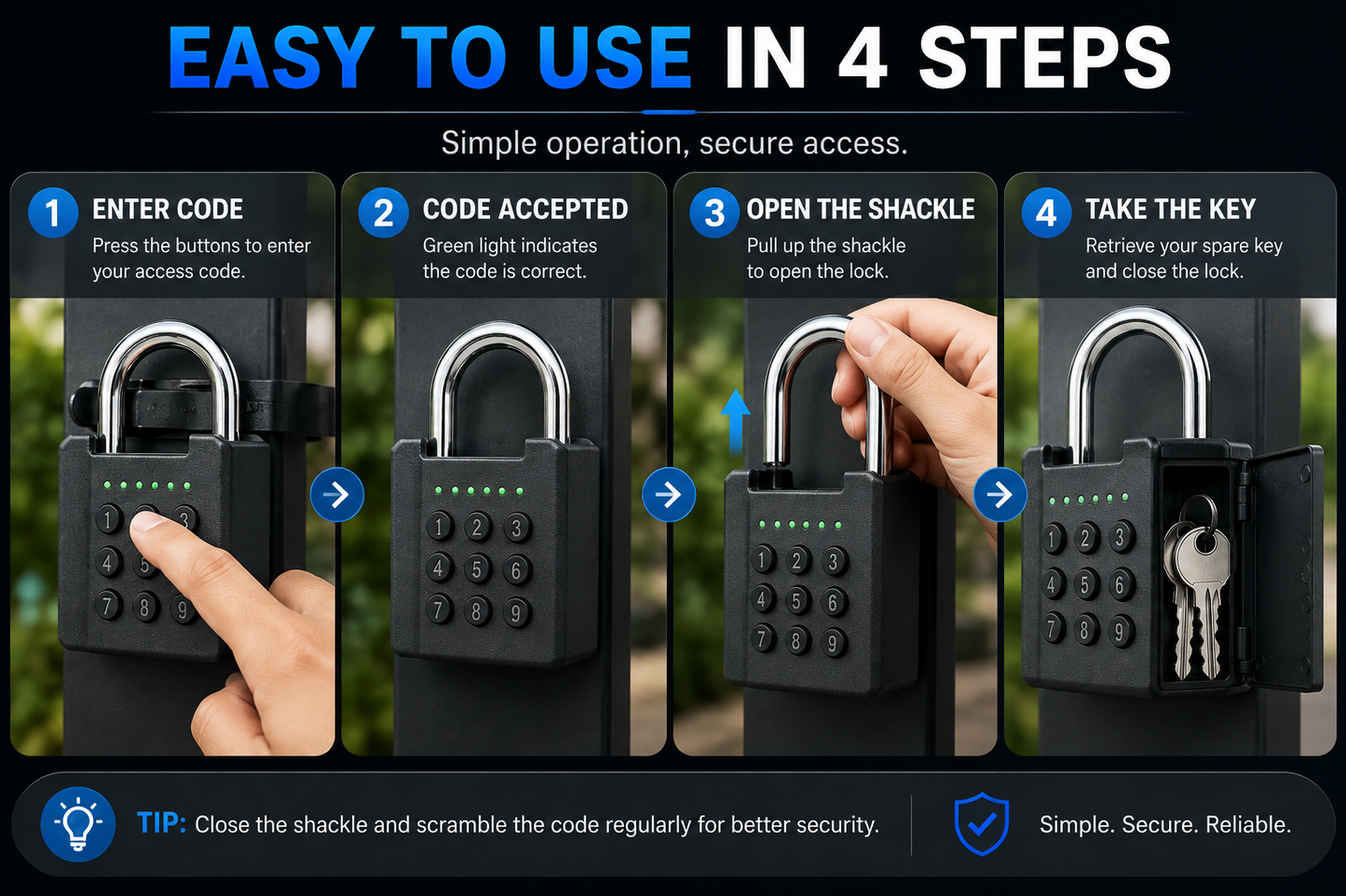 🔐 Digital Keypad Padlock with Hidden Spare Key Storage 🔑