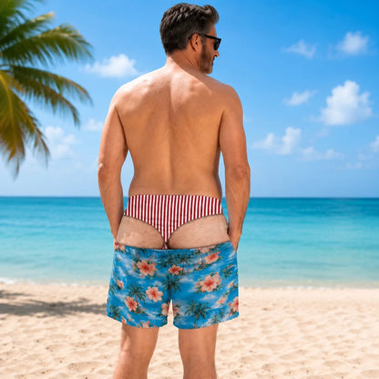 Funny Patriotic Men Swim Trunks - Personalized Birthday Gifts For Husband, Son, Grandson, Brother, Grandpa, Dad, Yourself - Warning Wide Load