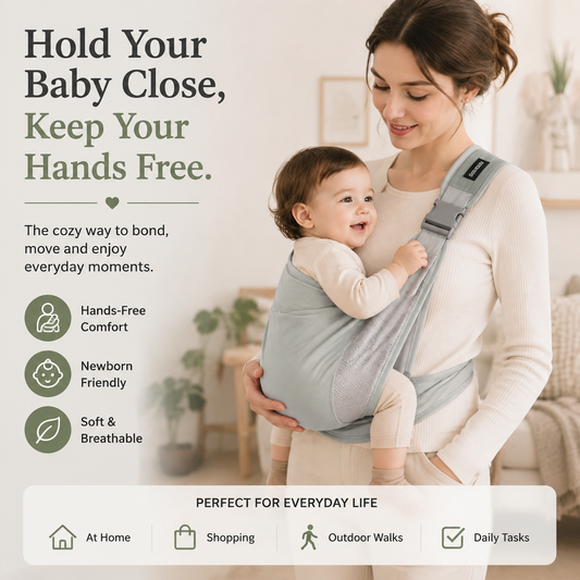 🤱Soft Baby Wrap Carrier – Hands Free Infant Sling for Newborns, Breathable Comfort Baby Holder for Everyday Bonding