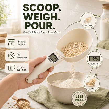 ⚡ 50% OFF Digital Kitchen Scoop Scale – Scoop, Weigh & Pour 🥄