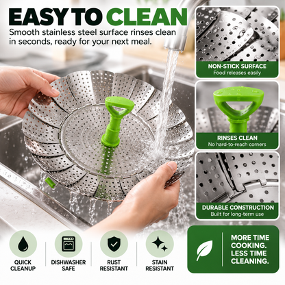 🥦 Expandable Folding Steamer Basket – Turn Your Everyday Pot Into a Steamer