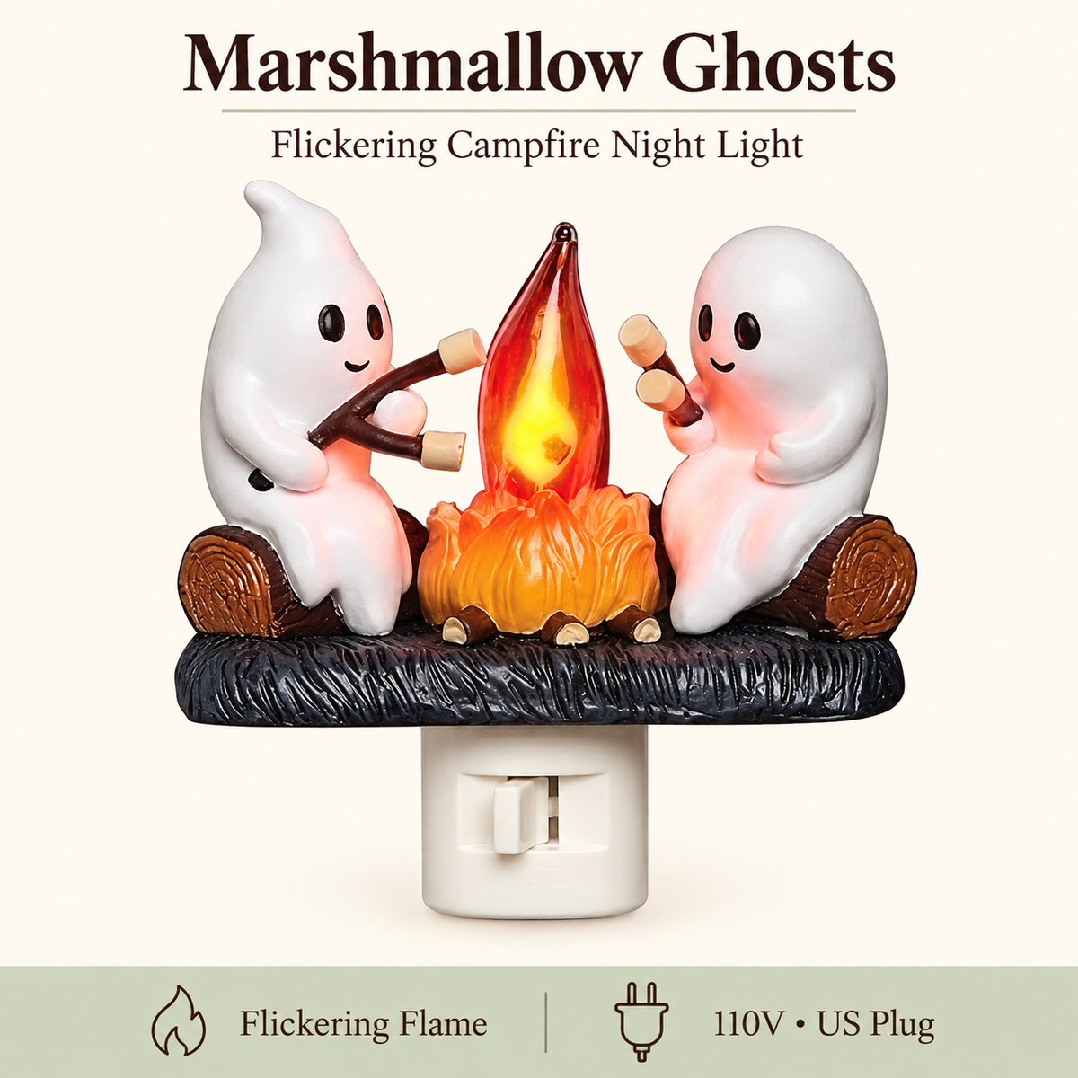 Flickering Campfire Plug-In Night Light – 7 Charming Holiday Designs