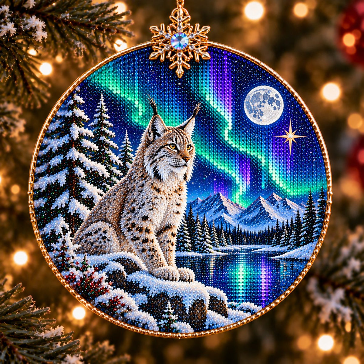 🌌 14-Day Aurora Diamond Painting Advent Calendar – DIY Wooden Christmas Ornament Kit