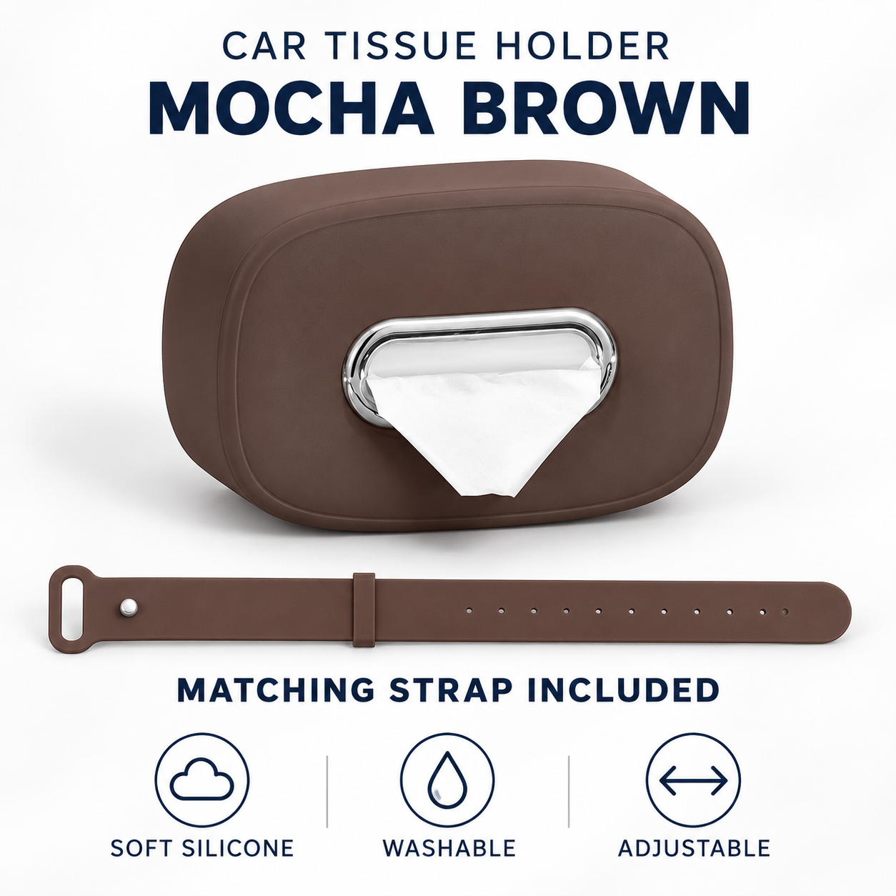 🚗 50% OFF Car Headrest Tissue Box Holder – Soft Silicone, Easy Reach & Washable