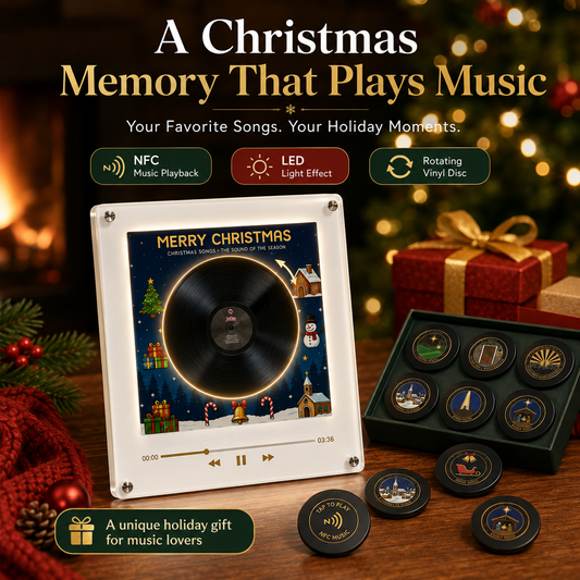 The Christmas Record That Plays Your Favorite Songs 🎄 – NFC Vinyl Music Display with LED & Rotating Disc
