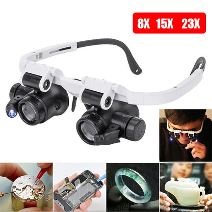 🔬LAST DAY SALE 49%OFF✨ Precision LED Magnifier Glasses – Interchangeable Lenses, Dual LED, Hands-Free 💡