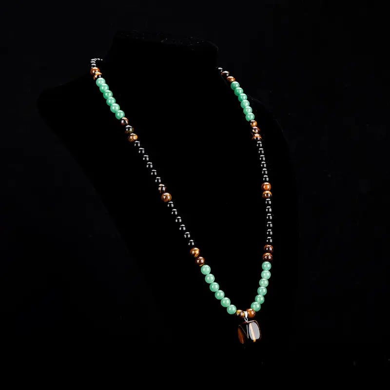 ✨Money Attraction Necklace With GreenAventurine & Tiger Eye Pendant Healing Crystal Stone