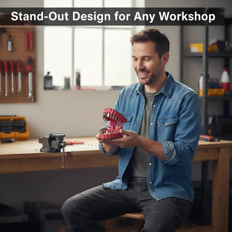 🦷 Magnetic Tooth Drill Bit Holder – Funny Dentist Screwdriver Bit Organizer & Mini Stubby Driver