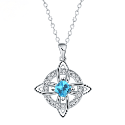 🔮 Personalized Witch’s Knot Birthstone Necklace – Sacred Protection & Luck Talisman ✨