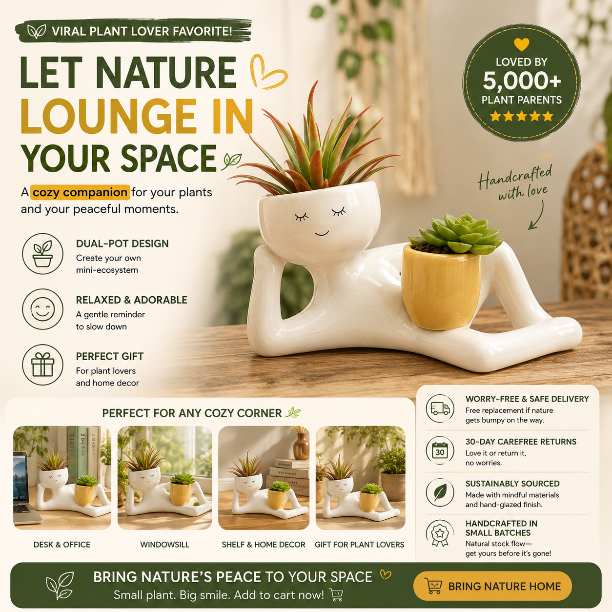 🌿 Goofy Garden Dual Pot Planter | Viral Plant Lover Gift
