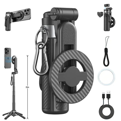 📸 Zoomable Magnetic Palm Grip | Selfie Stick & Tripod