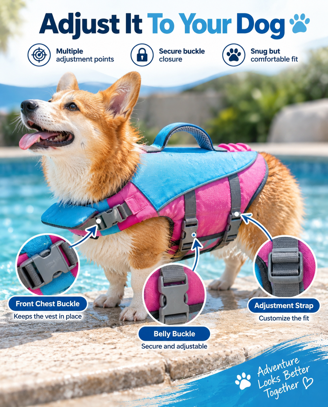 Dog Life Vest – Adjustable Flotation Support for Swimming & Boating