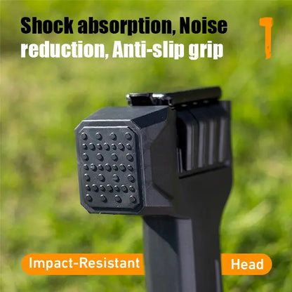 2-in-1 Tent Stake Hammer with Built-In Storage for 8 Stakes and Stake Puller for Outdoor Camping