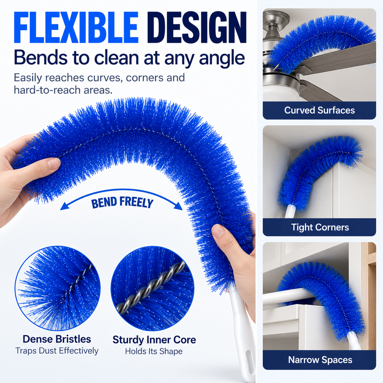 🧹 Flexible Deep-Cleaning Dust Duster – Bendable Brush for Fans, Vents & Hard-to-Reach Spaces