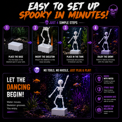 🦴Haunted Dancing Skeleton – Add A Spooky Little Friend To Your Aquarium