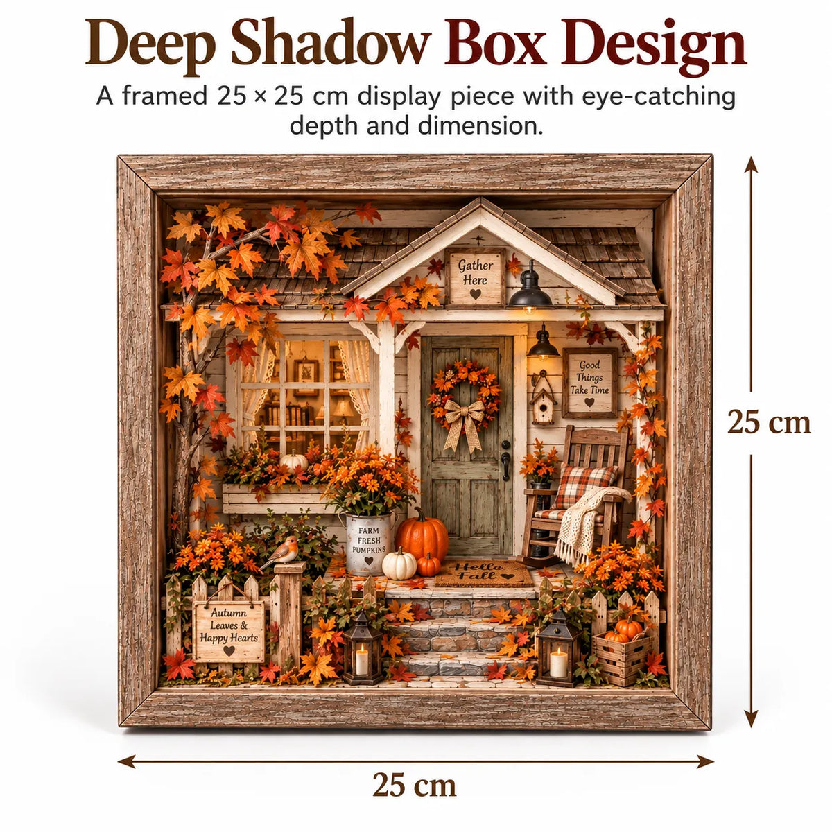 🍂 Vintage Autumn Porch Cottage DIY Shadow Box