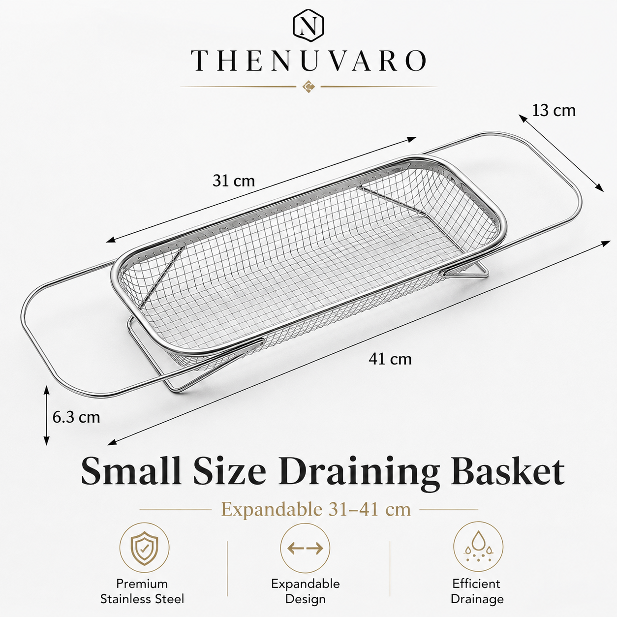 🥬 304 Food-Grade Stainless Steel Expandable Sink Colander