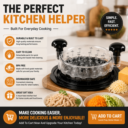 🧀 Manual Food Shredder | Cheese & Chicken Shredder for Fast Multi-Purpose Kitchen Prep🍗
