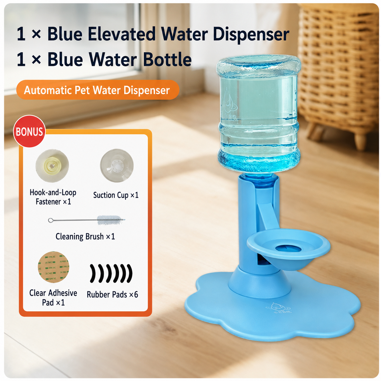🐾 Adjustable Height Pet Water Dispenser – Self-Filling Gravity Water Bowl for Cats & Small Dogs