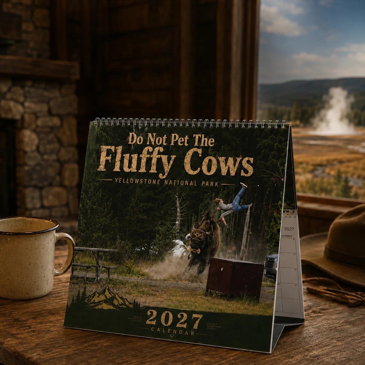 'Do Not Pet The Fluffy Cows' 🏞️ Bison Yellowstone National Park 2027 Wall Calendar