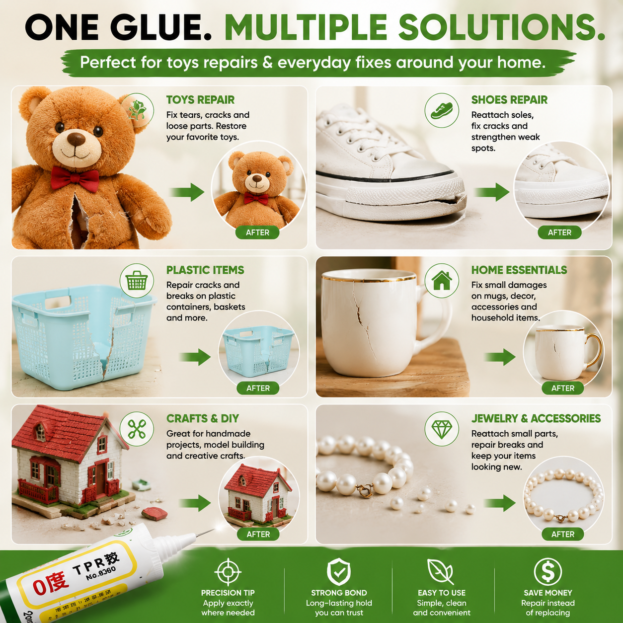 ♻️Multi-Purpose Repair Glue | Precision Strong Adhesive For Toys, Shoes, Crafts & Everyday Repairs