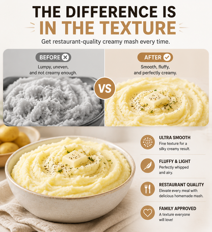 🥔 Rotary Potato Ricer Press – Create Creamy Restaurant-Style Mashed Potatoes Easily