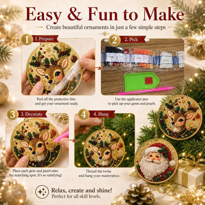 🎄✨6Pcs/12Pcs Christmas DIY Diamond Painting Ornaments Kit, Xmas Tree Hanging Pendant🎄