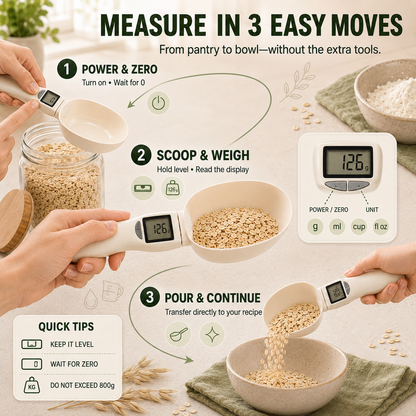 ⚡ 50% OFF Digital Kitchen Scoop Scale – Scoop, Weigh & Pour 🥄