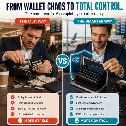 RFID-Blocking Stainless Steel Card Wallet – Organized, Secure & Pocket-Ready 🔒