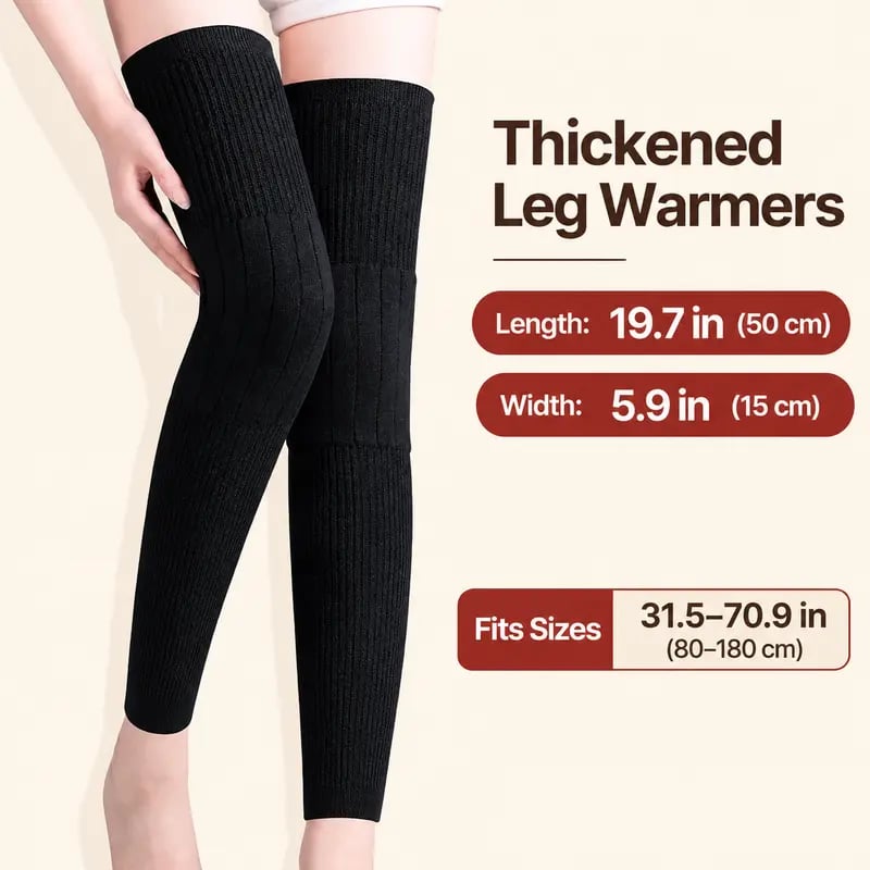 ❄️ Fleece Knee Warmers – Extended Thermal Knee Sleeves for Men & Women with Non-Slip Fit