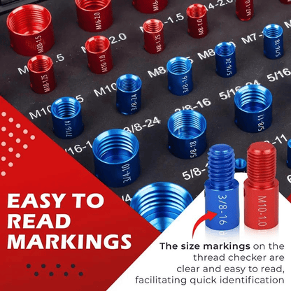 📏 Portable Bolt & Nut Size Gauge – 44-Piece Inch & Metric Thread Checker, Clear Markings, Stainless Steel, Tool Box Included