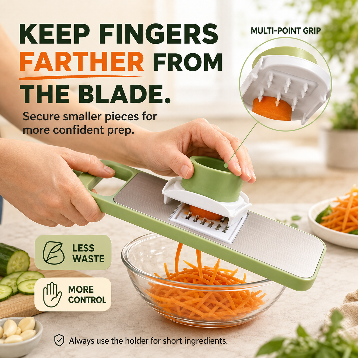 🥕 6-in-1 Multifunction Vegetable Slicer & Julienne Cutter with Safety Food Holder