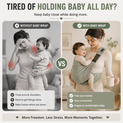 🤱Soft Baby Wrap Carrier – Hands Free Infant Sling for Newborns, Breathable Comfort Baby Holder for Everyday Bonding