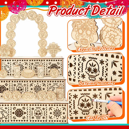 💀 3-Tier Day of the Dead Wooden Altar Display Set | Día de los Muertos Decor