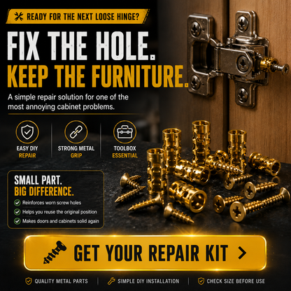 🔩 Stripped Screw Hole Repair Anchors  Restore loose cabinet hinges without moving or replacing them.