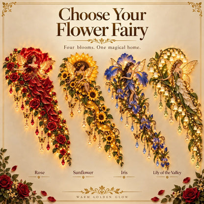 🌹🧚‍♀️Enchanted Flower Fairy Wall Light✨Cascading Floral Decor