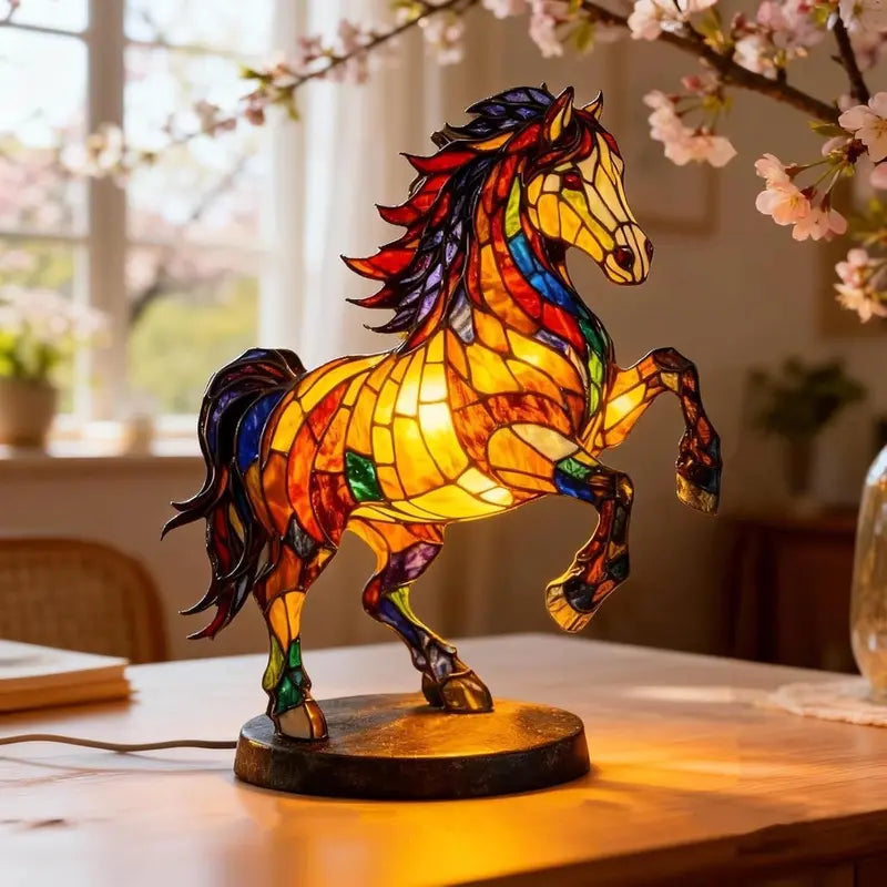 Lucky Dragon LED Night Light – Colorful Stained Glass-Style Resin Lamp, USB-Powered Fantasy Decor & Gift