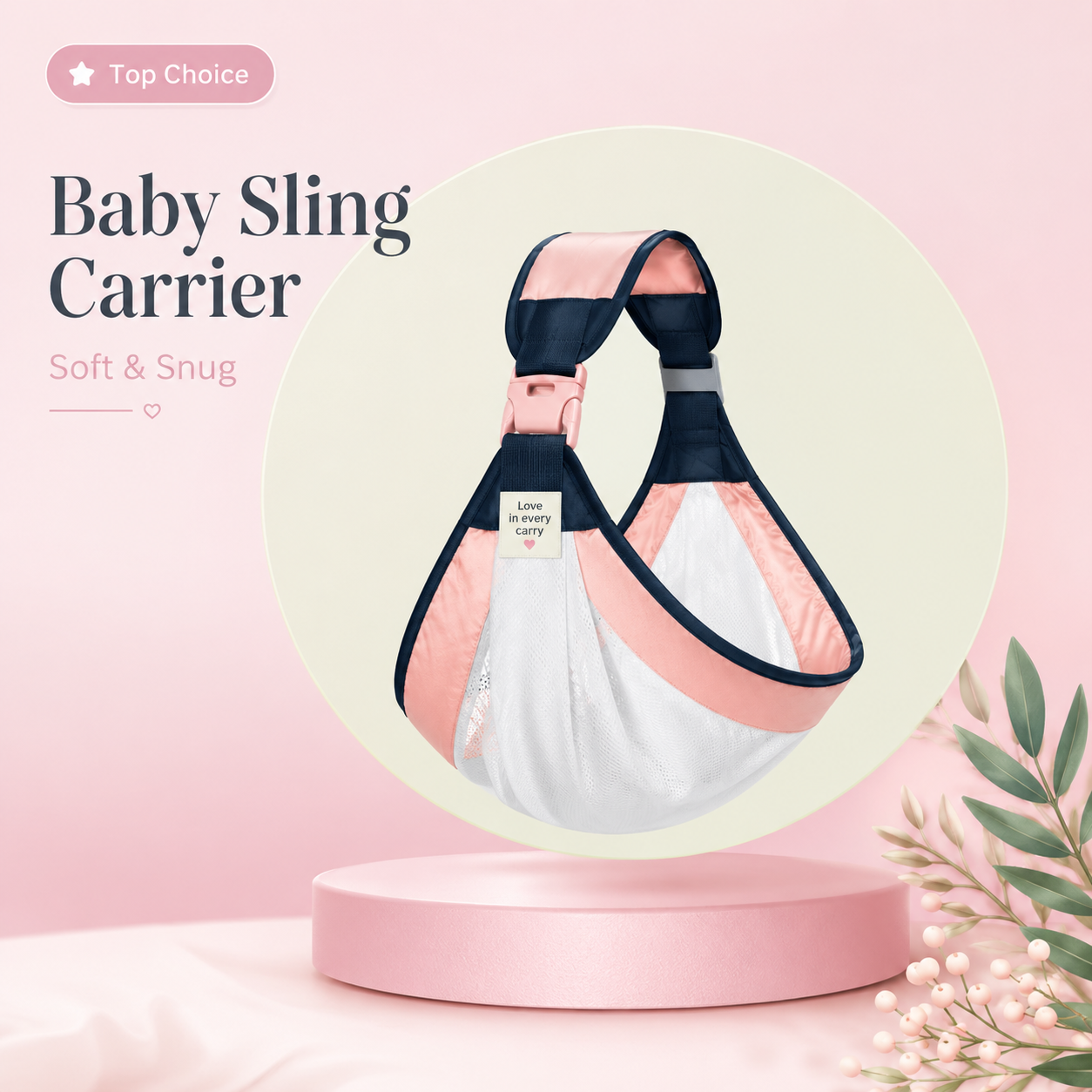 🤱Soft Baby Wrap Carrier – Hands Free Infant Sling for Newborns, Breathable Comfort Baby Holder for Everyday Bonding