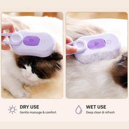 Electric Pet Spray Brush for Cats & Dogs – One-Touch Mist Grooming & Massage Brush