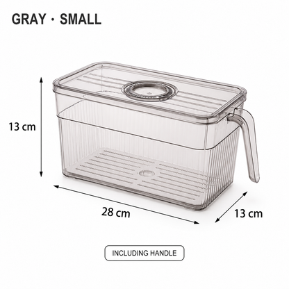 🥬 Stackable Refrigerator Produce Storage Box with Date Dial, Drain Basket & Easy-Pull Handle
