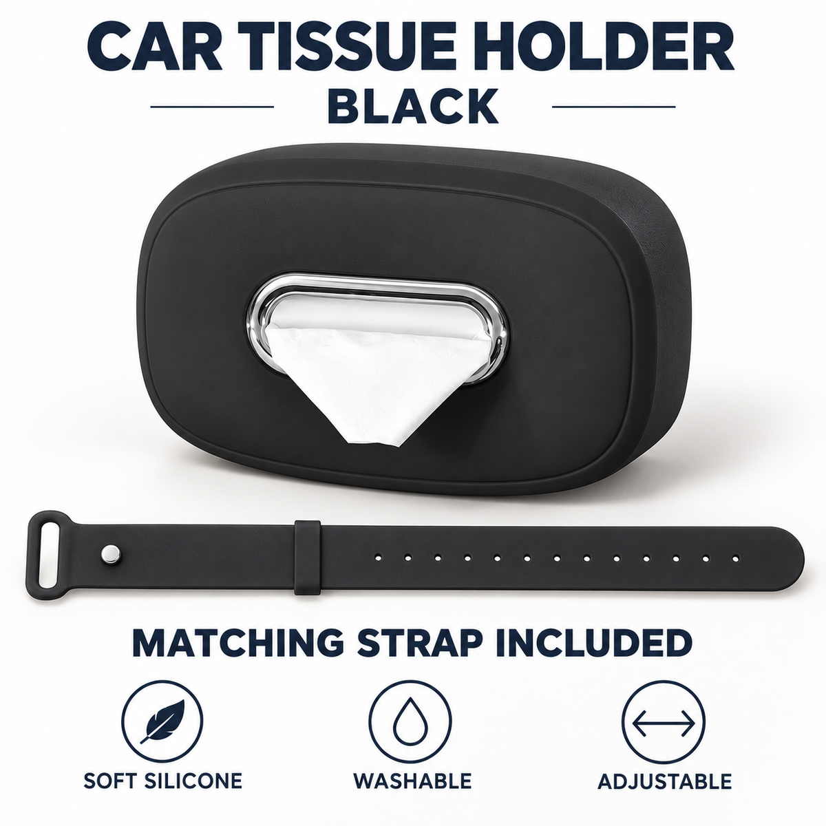🚗 50% OFF Car Headrest Tissue Box Holder – Soft Silicone, Easy Reach & Washable