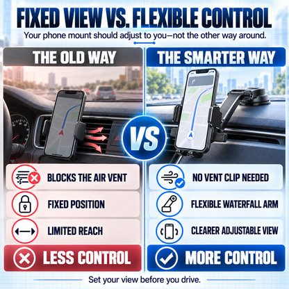 🚗 Vacuum Suction Waterfall Car Phone Mount – Foldable Multi-Angle One-Hand Lock