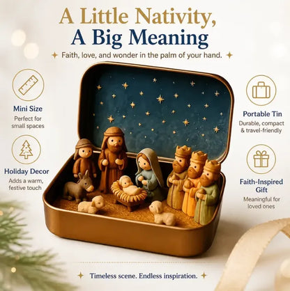 🔥Last Day 50% OFF - ✝️Religious Pocket-Size Mini Nativity Scene Set with Storage Box
