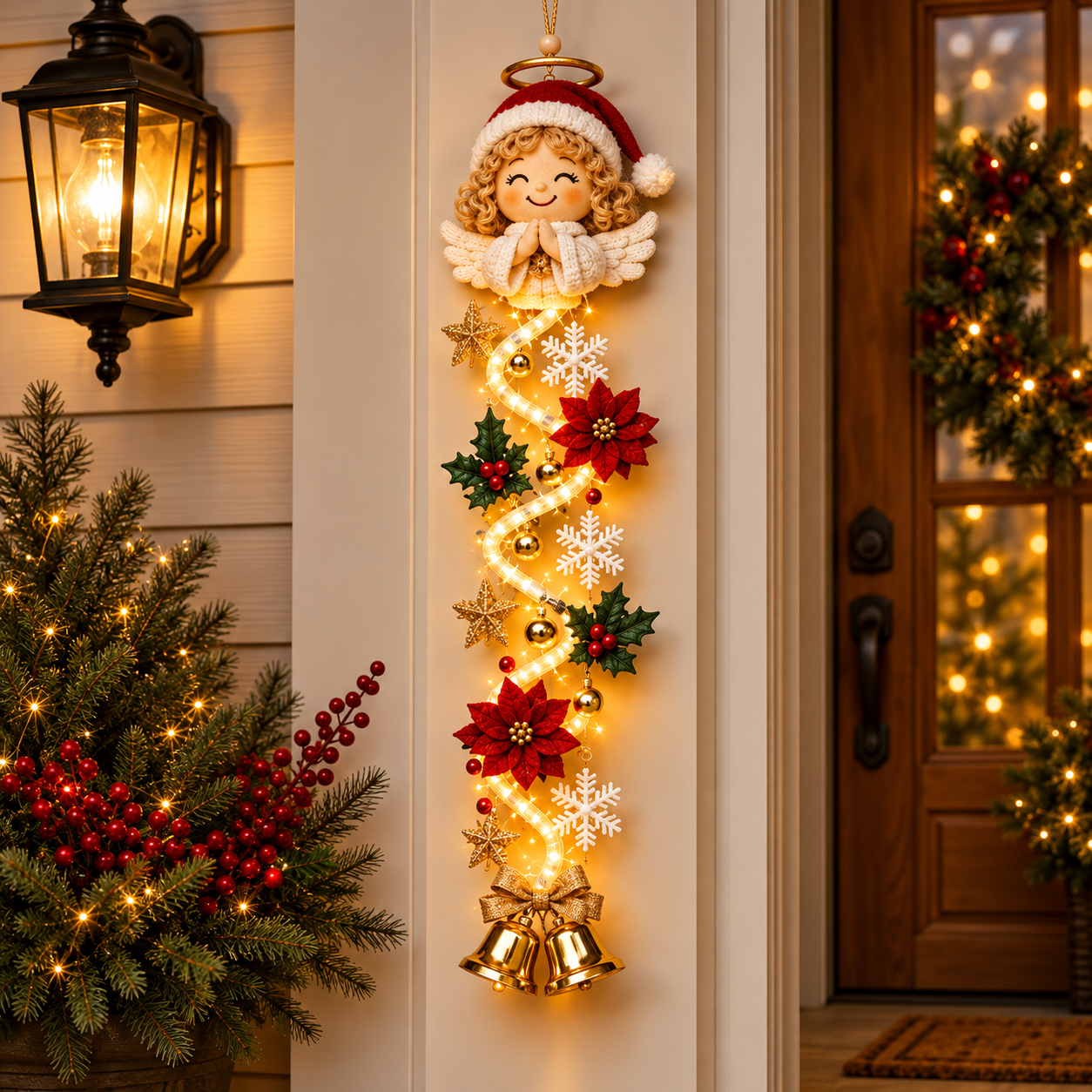 ☃️ Lighted Snowman Christmas Hanging Decor – Warm Holiday Porch & Doorway Decoration