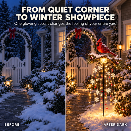 🐦 Lighted Cardinal Snowfall Garden Stake – Winter Outdoor Yard Décor