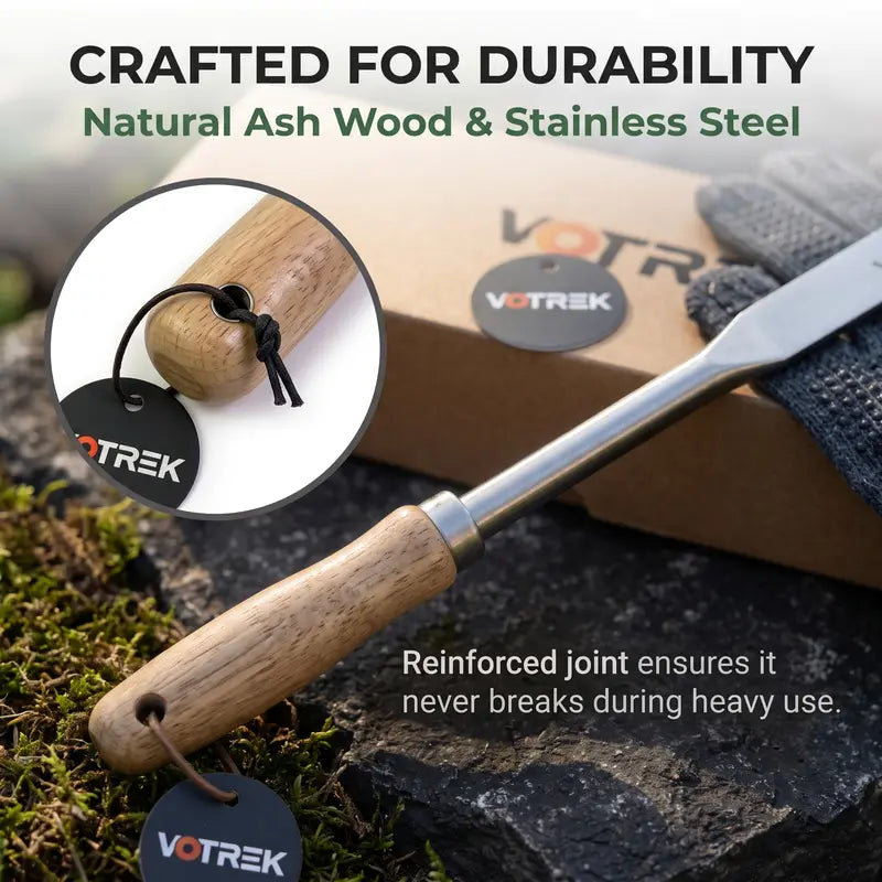 VOTREK Crack Weeder Tool Set with Gloves, Complete Crevice Weeding Kit for Sidewalk Cracks, Driveway, Patio Pavers, L Shaped Manual Weed Puller Remover, Garden Gift for Gardeners