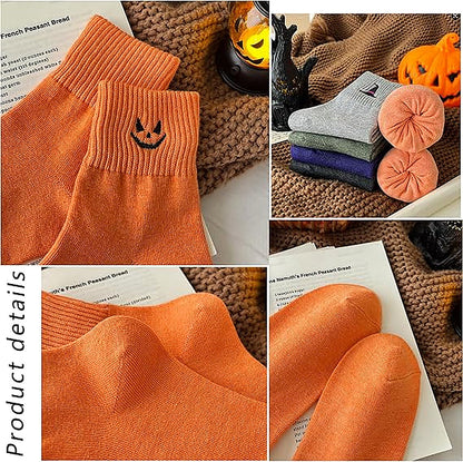 🎁 HALLOWEEN GIFT SALE | 5-Pair Cute Spooky Embroidered Socks