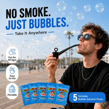 SummerVibes Bubble Pipe Stress Relief Toy — A Mini, Pipe-Shaped Bubble Blower & Wand to Help You Relax and Unwind | Graduation Season Gag Gift